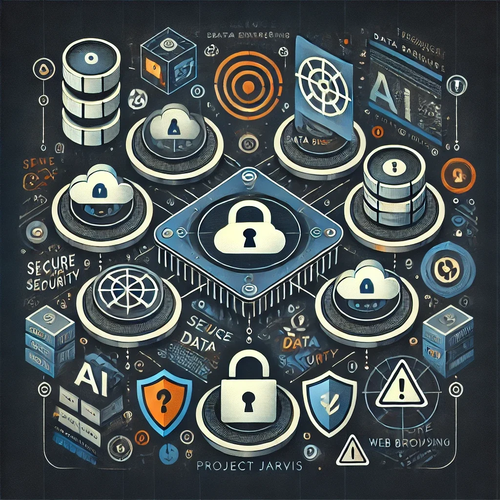 An illustration focusing on privacy and security concerns for AI browser assistants like Google’s Project Jarvis